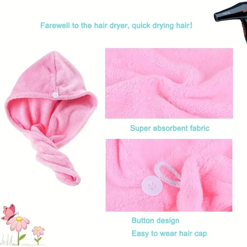 Quick Hair Dry Velvet Bath Towel Cap – Random Color - The BAG BAY