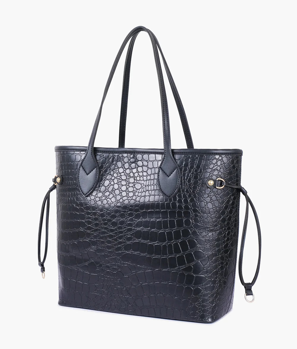 Luxury Crocodile Tote Bag \ Ladies Handbag-Black
