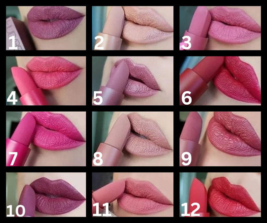 Pack of 12 Matte Lipstick P \ Matte Lipstick Multicolor Box - The BAG BAY