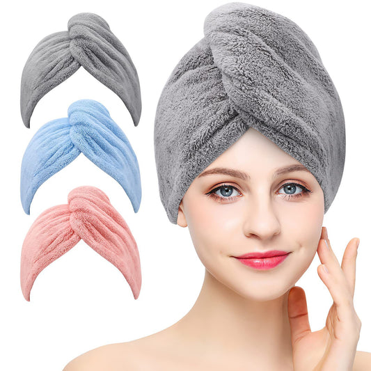 Quick Hair Dry Velvet Bath Towel Cap – Random Color - The BAG BAY